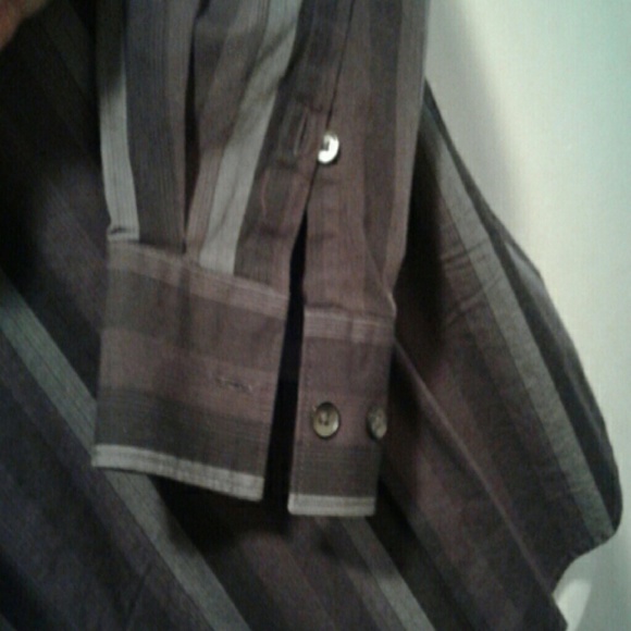 Perry Ellis men's button down shirt purple stripe - Picture 3 of 8